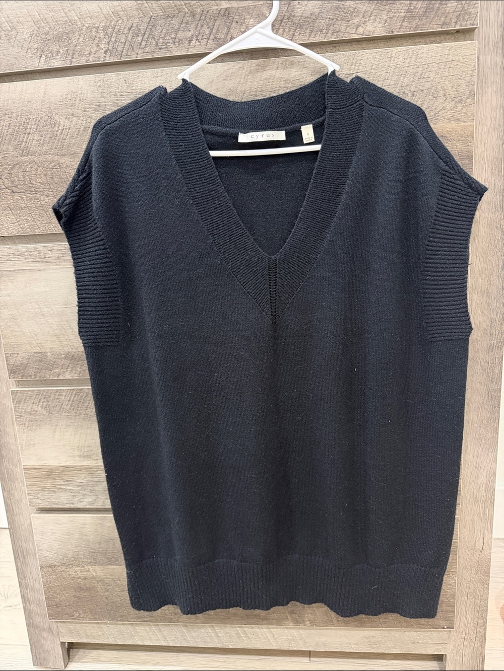 Cyrus Black V-Neck Sleeveless Knit Vest